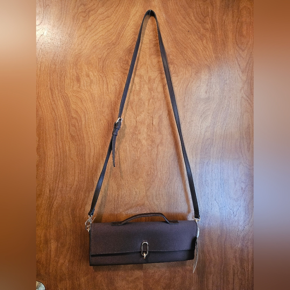 Brown Satin Crossbody Handbag Worthington Chocolate NWT